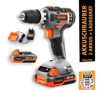 FUXTEC 20V Akkuschrauber FX-E1BS20 SET mit 2 x Akku 2Ah, 1 x Ladegerät 1A Naranja