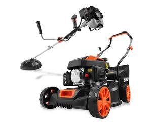 FUXTEC-Bundle Benzin Rasenmäher FX-RM4180 & Benzin Motorsense FX-MS125 Negro
