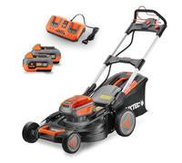 FUXTEC Cortacésped Batería FX-E2RM51SET • Potencia 40V Ancho Corte 51cm | Incluye dos baterías 4Ah • Cargador doble rápido • Recogedor de hierba 50l • Función mulching • Cómoda expulsión lateral
