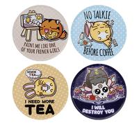 Fuzzballs - juego de 4 posavasos con licencia oficial, 89 mm con base