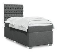 FWIKDUN Cama con somier ajustable en altura con iluminación LED, colchón de muelles ensacados para un alivio óptimo de la presión, colchón, cabecero ajustable y puerto USB en gris oscuro