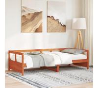 FWIKDUN Cama de día estable de madera de pino como sofá extensible y cama de invitados sin colchón, con somier de láminas en color marrón cera, 80 x 200 cm