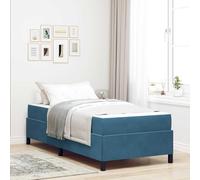 FWIKDUN Cama minimalista con colchón en tela, marco de cama moderno con colchón azul oscuro, juego de cama contemporánea y semirrígida con muelles ensacados en conjunto
