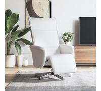FWIKDUN Cómoda silla giratoria con respaldo ajustable y reposapiés - Sillón de relax en piel sintética blanca con posición de reclinación manual y rotación de 360 grados, sillón relax giratorio