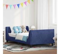 FWIKDUN Elegante marco de cama infantil con cabecero de terciopelo moderno con compartimentos de almacenamiento en la zona de la cabeza, cama infantil minimalista con espacio de almacenamiento, con