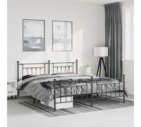 FWIKDUN Estructura de cama clásica con diseño elegante, resistente estructura de cama con cabecero y pie de metal, resistente con cabecero y somier de láminas de metal con espacio de almacenamiento