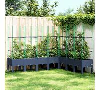 FWIKDUN Macetero con enrejado de color gris azulado 200 x 160 x 142,5 cm PP para plantas trepadoras en terraza o jardín con aspecto de ratán, material de polipropileno duradero, generoso