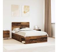 FWIKDUN Marco de cama moderno con cabecero de madera de pino, marco de cama con marco de madera y cabezal de madera de pino, elegante estructura de cama con cabecero macizo, más estable con fijo