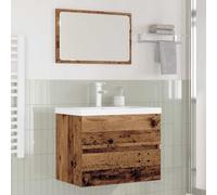 FWIKDUN Moderno juego de muebles de baño con lavabo de cerámica, color blanco, juego de muebles de baño con lavabo empotrado, juego de lavabo con cajón y rebosadero, juego de lavabo con espejo