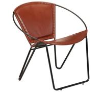 FWIKDUN Silla de relax vintage con estructura de acero con recubrimiento en polvo, de piel auténtica suave, con diseño clásico como silla de cuero marrón para salón y exterior