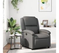 FWIKDUN Sillón de relax manual con función reclinable, marco estable de madera y metal, cómodos reposabrazos acolchados y función de ajuste manual hasta 135 grados en piel sintética gris con práctica