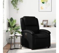FWIKDUN Sillón de relax manual con función reclinable, marco estable de madera y metal, cómodos reposabrazos acolchados y función de ajuste manual hasta 135 grados en piel sintética negra