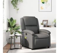 FWIKDUN Sillón de relax manual con función reclinable y masaje vibratorio, marco estable de madera y metal, cómodos reposabrazos acolchados y función de ajuste manual hasta 135 grados en gris