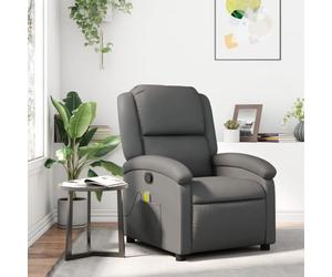 FWIKDUN Sillón de relax manual con función reclinable y masaje vibratorio, marco estable de madera y metal, cómodos reposabrazos acolchados y función de ajuste manual hasta 135 grados en gris