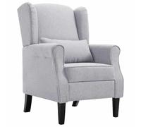 FWIKDUN Sillón tapizado con respaldo y diseño de patchwork de tela, sillón con cojín de espalda baja estilo rústico para salón, estilo rústico con estructura de madera en color gris claro