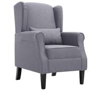 FWIKDUN Sillón tapizado con respaldo y diseño de patchwork de tela, sillón con cojín de espalda baja estilo rústico para salón, estilo rústico con estructura de madera en color gris oscuro