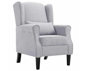 FWIKDUN Sillón tapizado con respaldo y diseño de patchwork de tela, sillón con cojín de espalda baja estilo rústico para salón, estilo rústico con estructura de madera en color gris claro
