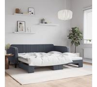 FWIKDUN Sofá cama estable de madera y metal como cama de día 2 en 1 para invitados, cama de día en terciopelo para salón, sofá cama extensible en gris oscuro, sofá cama con cómodo