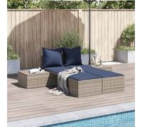FWIKDUN Tumbona modular para exteriores - Cómoda tumbona doble con cojín acolchado y fundas extraíbles como juego de muebles de jardín de ratán PE resistente a la intemperie