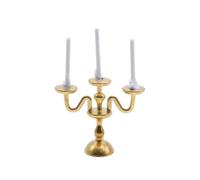 Fxzqgnh Candelabro en Miniatura Candelero Portavelas Adorno Accesorio con Forma Elegante y Simulación Realista Adecuado para Casas de Muñecas Escenas de Mesa Fotografías, Dorado