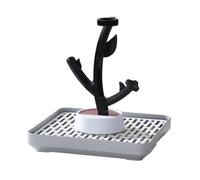 Fxzqgnh Escurridor de Bebidas Soporte de Cafetera Portador de Tazas Bandeja de Goteo Soporte de Encimera con Superficie Ranurada y Base Estable Adecuado para Cocina Cafetería Oficina, Negro