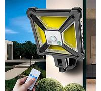 Fycakly Decoración de jardín 76 luces solares de calle con control remoto para exteriores, inalámbricas, con sensor de movimiento con 3 modos de iluminación para porche, canalón, granero, jardín