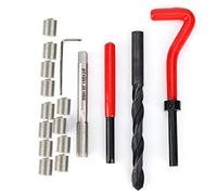 Fydun 17 Pzas M10x1.25 Acero Inoxidable Kit de Reparación de Rosca | Juego completo de herramientas para reroscar hilos, incluye taladro en espiral, macho de roscar, llave e insertos