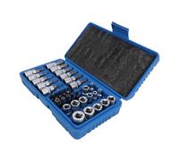 Fydun 34PC Juego de Llaves de Vaso Portátil 1/4" 3/8" 1/2" para Automóvil | 1/4", 3/8" y 1/2" de Accionamiento, Acero, Incluye Dados Estándar y E-Torx, Estuche Portátil para Mantenimiento de vehículos.