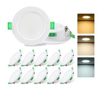 Fynokst Focos LED Interior Techo 230V, 7W Downlight LED Techo Empotrable Ø 68mm - 78mm, 3000K/4000K/6500K Ajustable, IP44 para Cocina, Baño, Salón, Juego de 12