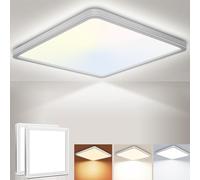 Fynokst Plafon LED Techo 29CM, 24W 3200LM Lampara Techo, 3 Colores 3000/4000/6500K Lampara Techo LED,IP54 Ultra Delgado Plafones Para Dormitorio Cocina Salon Baño Comedor Pasillo, 2 Piezas