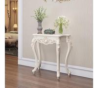 FYRDTNG Consola de Entrada Estrecha, Mesa Recibidor Vintage Barroca con Detalles Ornamentales, Mueble Decorativo en Blanco para Pasillo y Salón, Montaje Fácil(Gold Trim,60cm/23.6in)