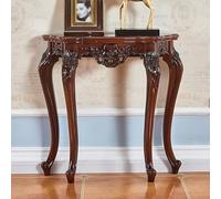 FYRDTNG Consola Estilo Provincial Francés, Mesa de Entrada Vintage con Detalles Dorados, Mueble Recibidor Estrecho y Elegante, Mesa Auxiliar Decorativa(Silver Trim,100cm/39.3in)