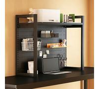 FYRDTNG Estantería de Escritorio Regulable en Altura con Panel Perforado, Organizador de Mesa en Acero al Carbono, Almacenamiento Estantería para Dormitorio(Black-Single Tier,140cm/55.1in)