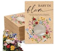 FYSUIMU 50 paquetes de semillas de baby shower, sobres adhesivos de papel kraft con ventana resellable, bolsas de almacenamiento de semillas para revelación de género, suministros de fiesta