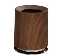 FytStycale Doble Compartimento Papelera Recipiente Desechos Cesto Basura Cubo Residuos con Forro Negro Extraíble y Cuerpo Cilíndrico Apertura Cómoda PP y, Nogal, 12L
