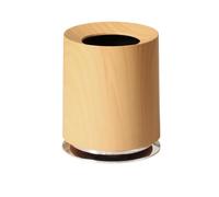 FytStycale Doble Compartimento Papelera Recipiente Desechos Cesto Basura Cubo Residuos con Forro Negro Extraíble y Cuerpo Cilíndrico Apertura Cómoda PP y, Madera Original, 12L