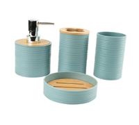 FytStycale Juego de 4 Accesorios de baño, Vaso para Enjuague bucal, jabonera Decorativa, Juego Completo de Accesorios de baño para tocador de encimera de baño, Azul