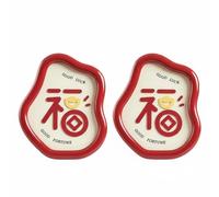 Fzaqwen Placa Decorativa con Carácter Fu Adorno de Figura Tradicional Señal en Acrílico Adecuada para Recibidor Consola Mueble de Tv Mesa de Trabajo Librería, Rojo, Doble Bendición