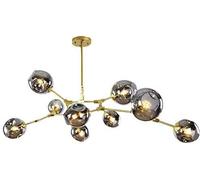 FZQSXAZU Lámpara de araña E27 Nordic Glass Ball de Altura Ajustable, lámpara de araña Sputnik en Negro Mate, lámpara Colgante E26 Metal Hand Blow Branches, lámparas de Globo de Mediados de