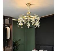FZQSXAZU Lámpara de araña posmoderna de Cristal y Cobre de Colores para Sala de Estar, lámpara Colgante Creativa con Forma de pétalo para Dormitorio, iluminación romántica de Princesa.