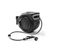 G.F. SRL, REWALL Globo Carrete Automático de Pared para Riego de Jardín, con 20 metros de Tubo, Orientable a 180°, con Pistola de riego 8 chorros, Producto en Gran Bretaña, Gris Oscuro