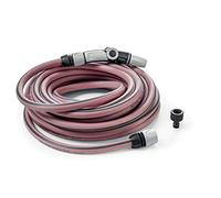 G.F. Srl Tubo RECO, 25 m de tubo para riego Ø 5/8" de plástico reciclado en kit (rueda ergonómica de 3 chorros, accesorios, toma de grifo). Fabricado en Francia. Color fucsia