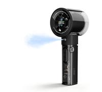 G-STORY Ventilador Nebulizador turbo portátil, 1-100 Velocidades Ajustables, 4000mAh Batería Recargable con pantalla digital,Depósito de agua nebulizada de 45ml, para Viajes, Oficina, Exterior(Negro)