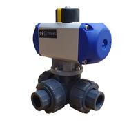G1-1/2 Pulgada L-Bore Válvula De Bola Neumática De PVC De 3 Vías Con Resorte Cerrado PTFE