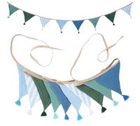G2PLUS 2.6m Guirnalda Banderines Infantiles,Guirnaldas Tela Azul y Verde
