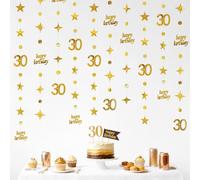 G2PLUS 30 Años Guirnalda Happy Birthday,Guirnalda de Papel Brillante Oro | 14m Banner de Feliz Cumpleaños para Fiestas de cumpleaños, decoraciones de bricolaje y fondos de fotografías