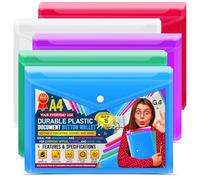 G4GADGET 15 carteras A4 / folios brillantes transparentes a presión/carteras de papel, surtidos de colores