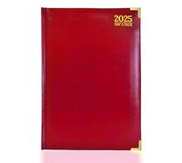 G4GADGET Agenda de lujo para 2024, tamaño A4, día por página, color borgoña y rojo, con parte delantera acolchada y tapa dura, bordes dorados