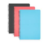 G4GADGET Cuadernos de espiral A4/A5, paquete de 3 a 60 hojas rayadas, cubierta impermeable duradera, colores surtidos (negro, azul, rosa) - Perfecto para el hogar, oficina, escuela y diario (A4)