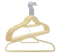 G4GADGET Paquete de 10 Perchas de Terciopelo Color Crema de 41 cm con Barra de Corbata, Antideslizantes, ahorran Espacio, Perchas duraderas para Ropa, Chaquetas, Trajes y Pantalones, Gancho Giratorio